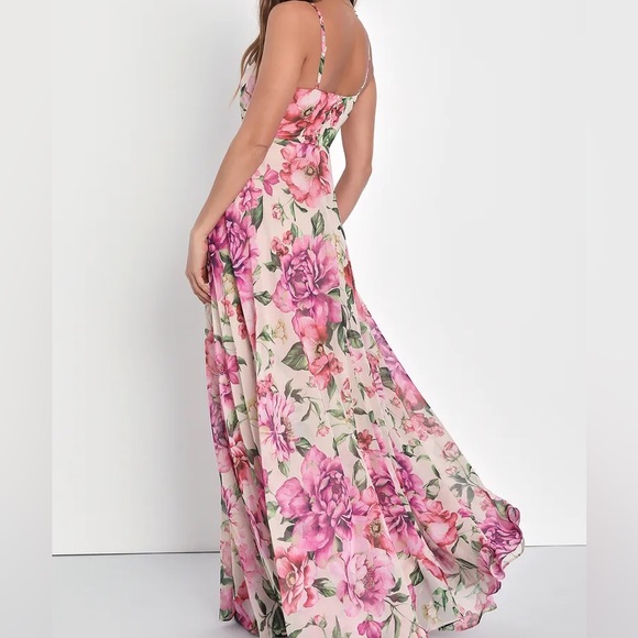 Lulus Seasons of Love Blush Pink Floral Print Surplice Maxi Dress - Picture 4 of 5